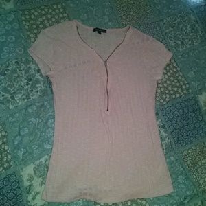 Zip Front Baby Pink T Shirt